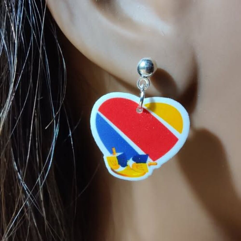 SWA Hanukkah Dreidel Heart Earrings